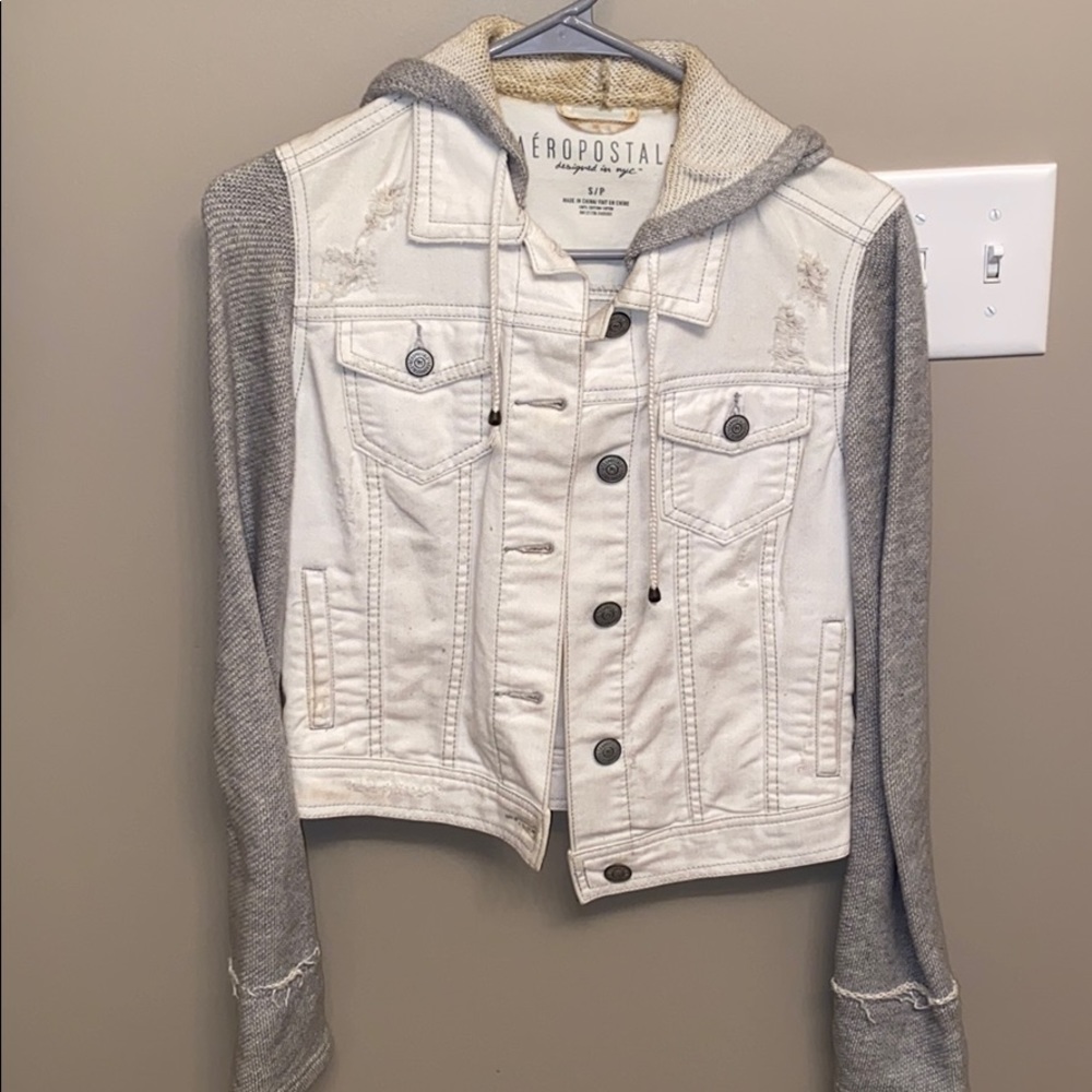 Denim Jacket with sweater sleeves